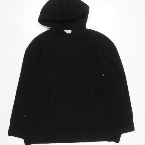 Primark Men Black Knit Pullover Hoodie Size S Wool Blend