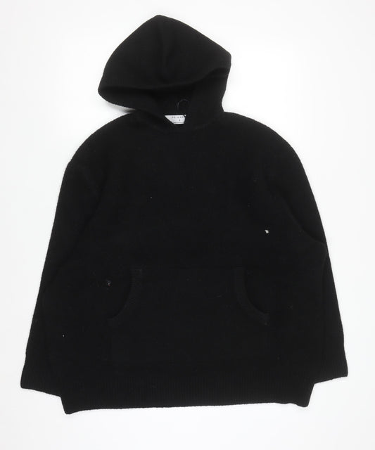 Primark Men Black Knit Pullover Hoodie Size S Wool Blend