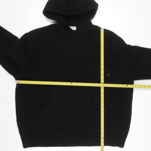 Primark Men Black Knit Pullover Hoodie Size S Wool Blend
