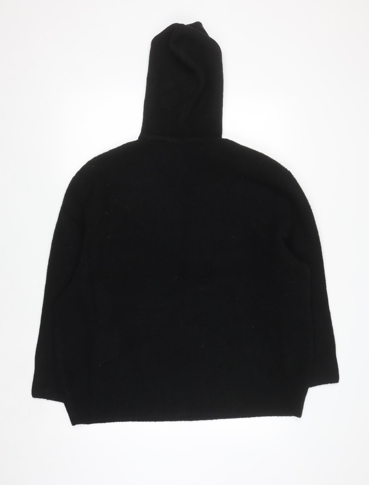 Primark Men Black Knit Pullover Hoodie Size S Wool Blend