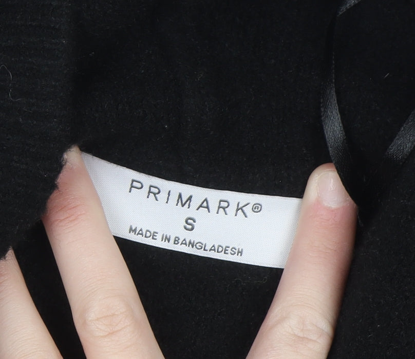 Primark Men Black Knit Pullover Hoodie Size S Wool Blend
