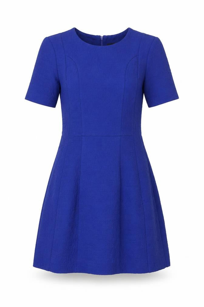 Front view of Oasis Women's Blue Fit & Flare Short Dress, size 10
