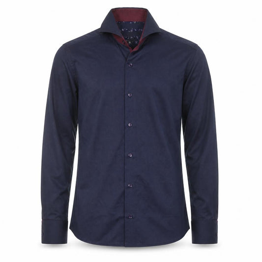Front view of River Island Men's Blue Slim Fit Long Sleeve Button-Up Shirt XS