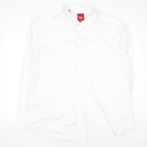 Benetti Mens White Cotton Rich Long Sleeve Button-Up Shirt Size 20