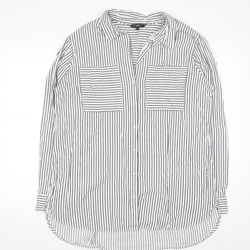 Next Women's White Striped Button-Up Shirt Size 20 Cotton