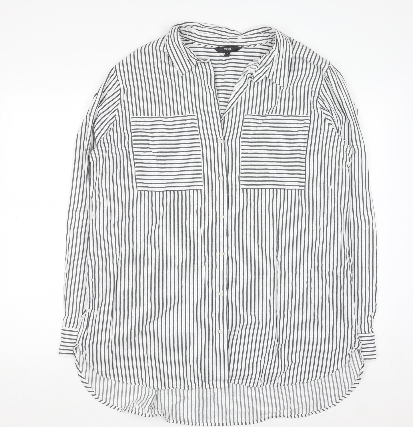 Next Women's White Striped Button-Up Shirt Size 20 Cotton