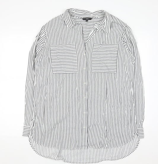 Next Women's White Striped Button-Up Shirt Size 20 Cotton
