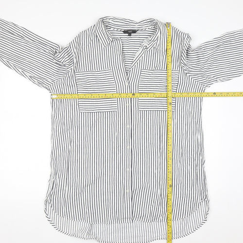 Next Women's White Striped Button-Up Shirt Size 20 Cotton