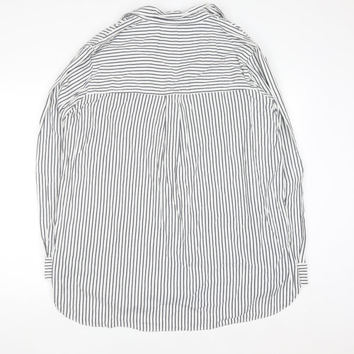 Next Women's White Striped Button-Up Shirt Size 20 Cotton
