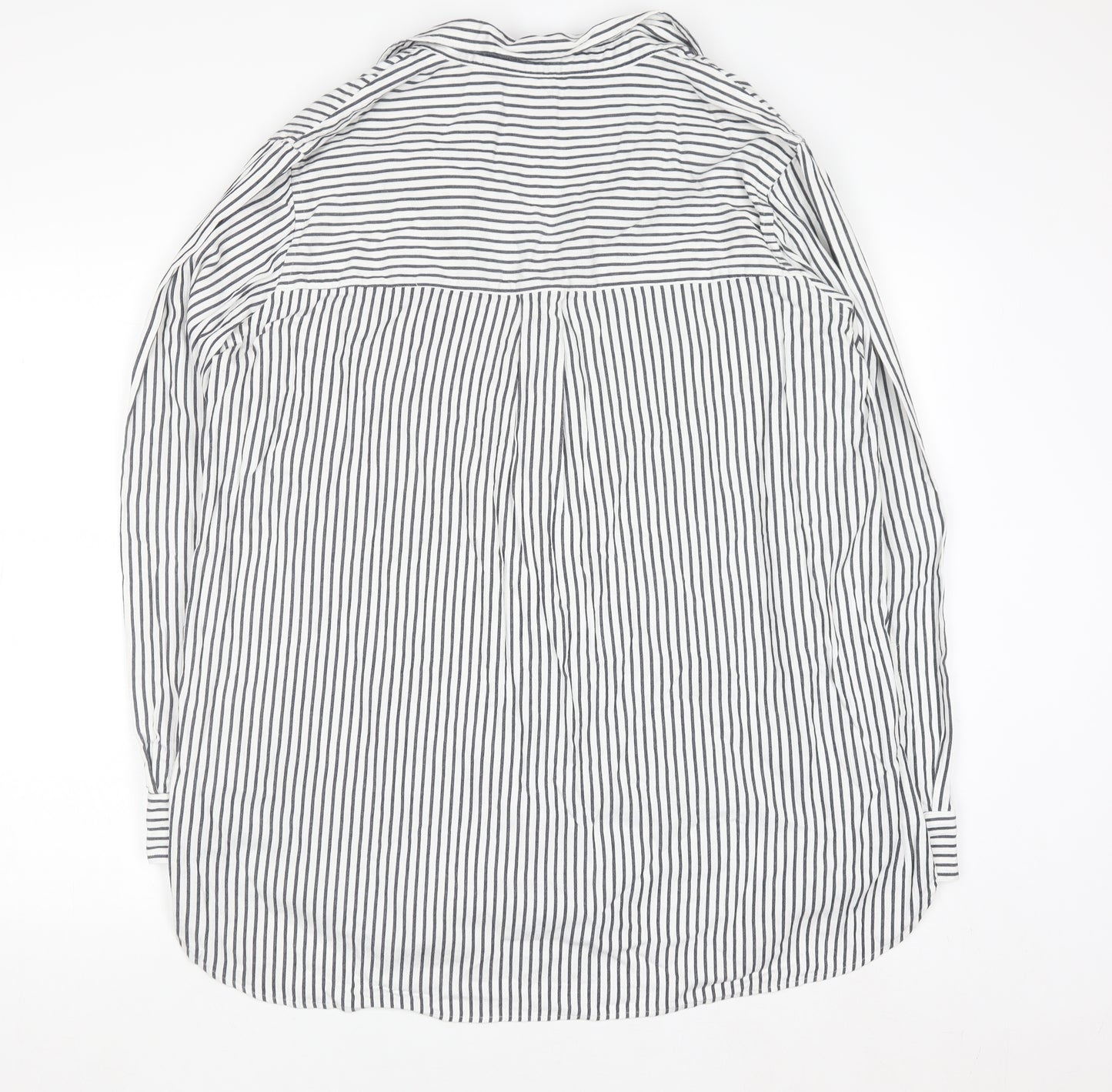 Next Women's White Striped Button-Up Shirt Size 20 Cotton