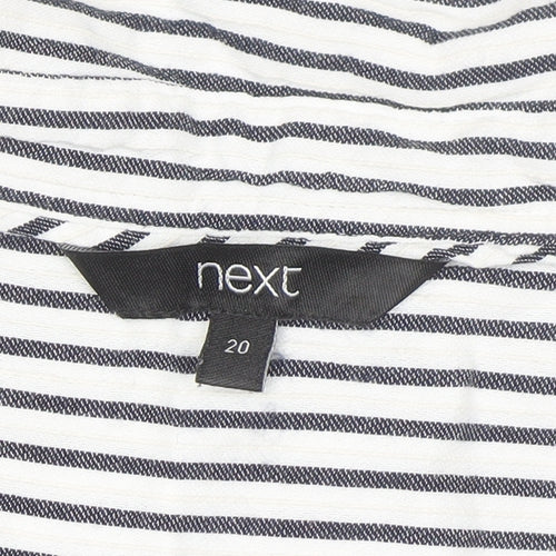 Next Women's White Striped Button-Up Shirt Size 20 Cotton