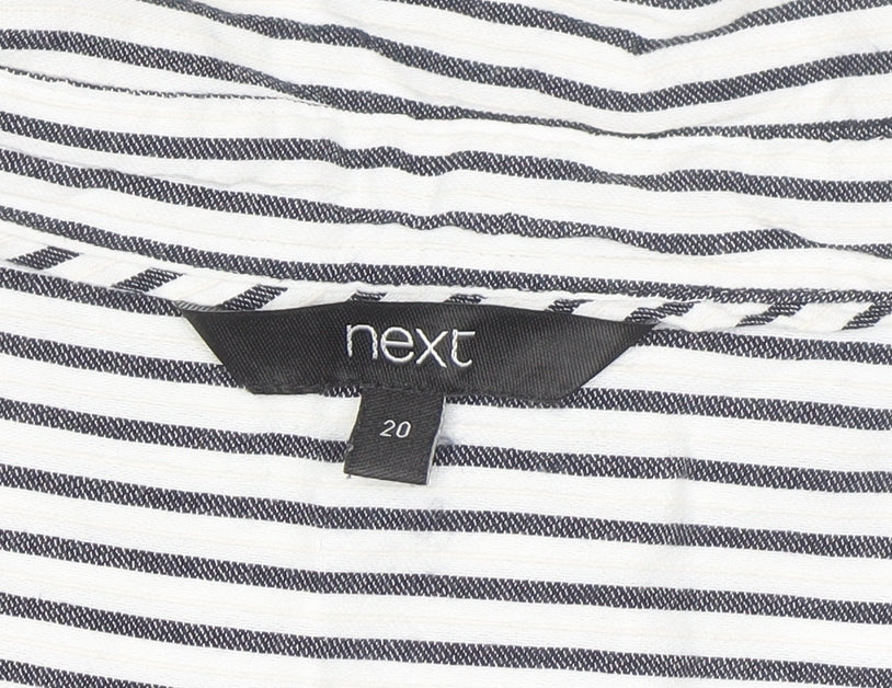 Next Women's White Striped Button-Up Shirt Size 20 Cotton