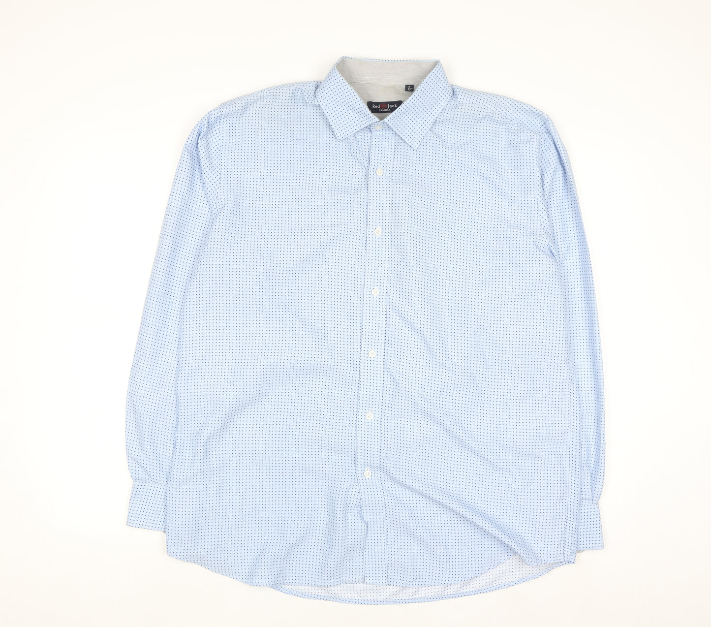Red Jack Men's Blue Polka Dot Long Sleeve Button-Up Shirt 17 43in