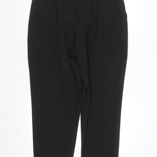 Primark Women's Black Size 12 Belted Pleated Tapered Trousers
