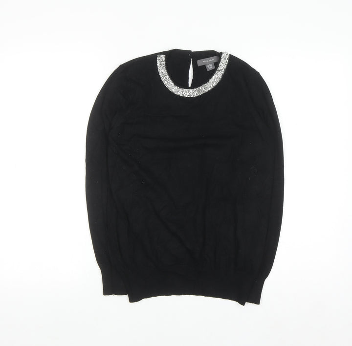 Primark Women’s Black Jewel Neck Long Sleeve Pullover Jumper Size 10/12