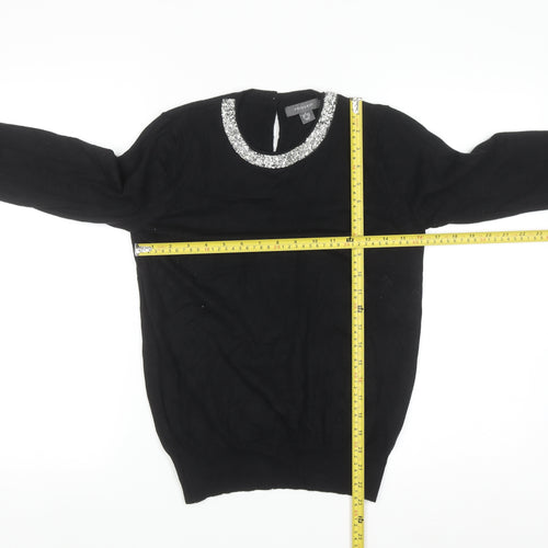 Primark Women’s Black Jewel Neck Long Sleeve Pullover Jumper Size 10/12