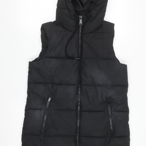 Dunnes Mens Black Hooded Puffer Waistcoat Size S