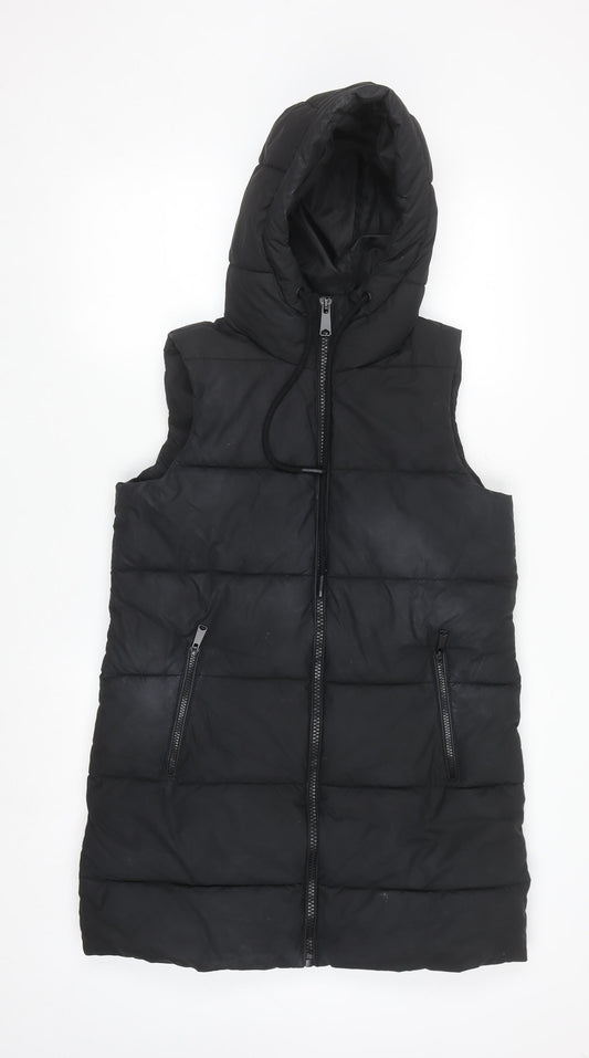 Dunnes Mens Black Hooded Puffer Waistcoat Size S