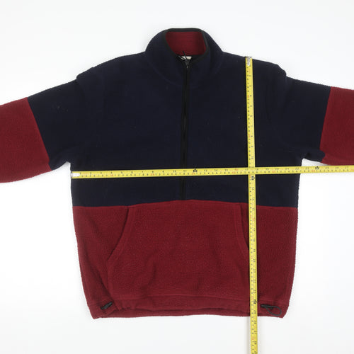 John Lewis Men's Blue Red Fleece Half Zip Pullover Sweatshirt M