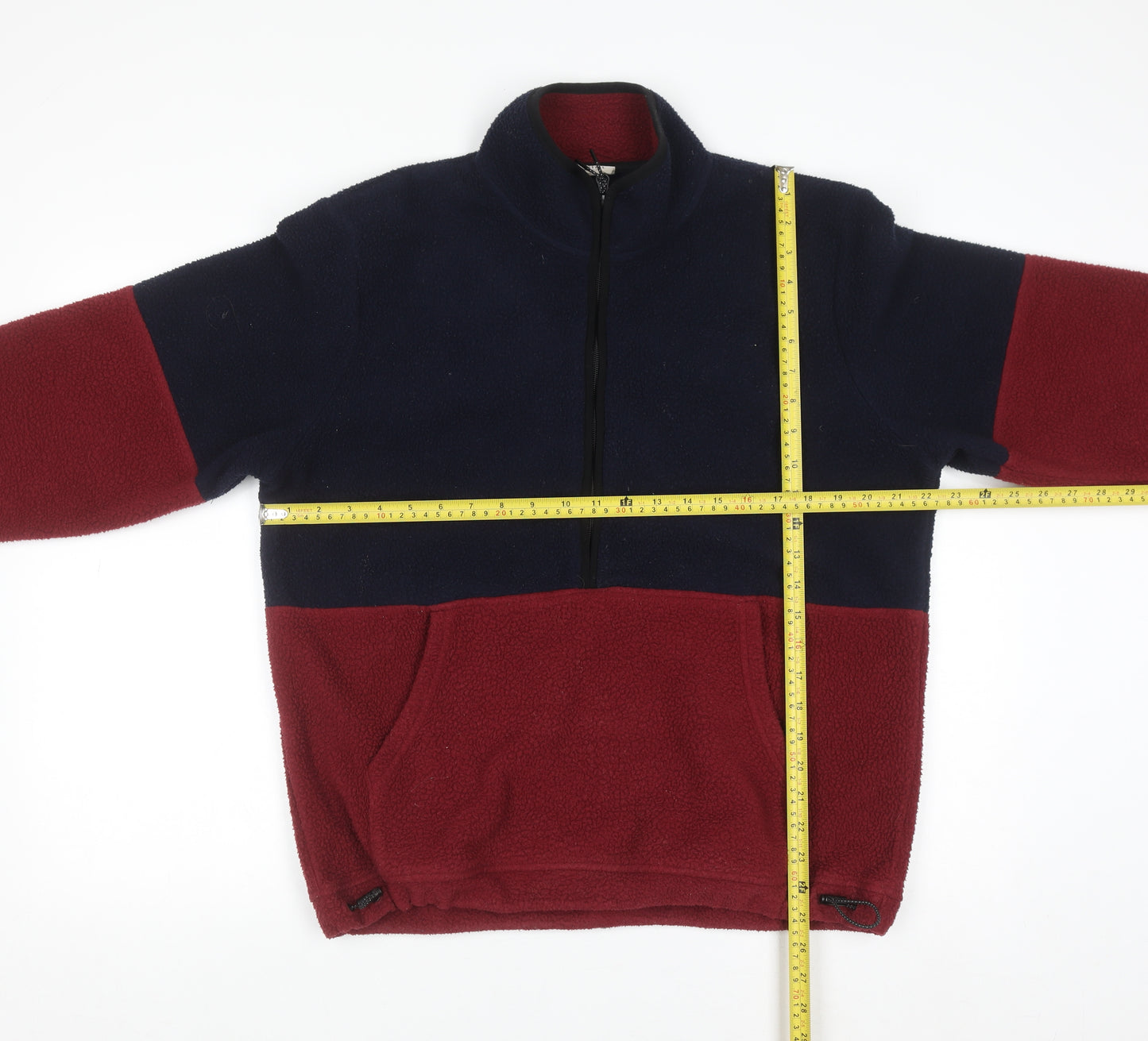 John Lewis Men's Blue Red Fleece Half Zip Pullover Sweatshirt M