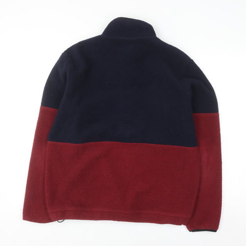 John Lewis Men's Blue Red Fleece Half Zip Pullover Sweatshirt M