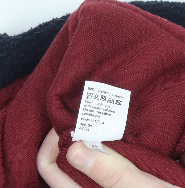 John Lewis Men's Blue Red Fleece Half Zip Pullover Sweatshirt M