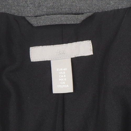 H&M Women Grey One-Button Suit Jacket Size 12 Classic Fit