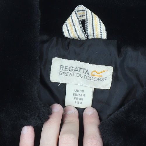 Regatta Women's Black Size 18 Puffer Jacket Warm Lined Mid Length