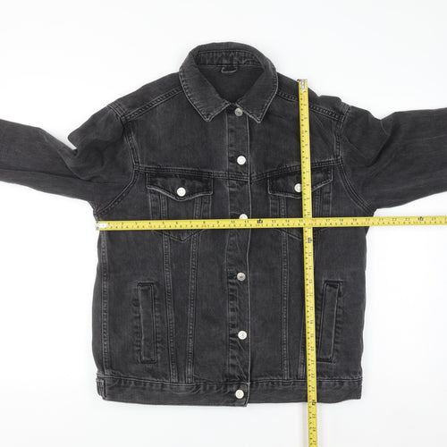 Topshop Women’s Black Cotton Denim Jacket UK 10 Classic Style