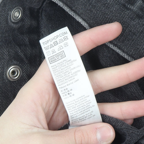 Topshop Women’s Black Cotton Denim Jacket UK 10 Classic Style