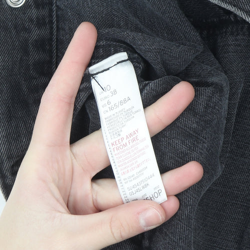 Topshop Women’s Black Cotton Denim Jacket UK 10 Classic Style