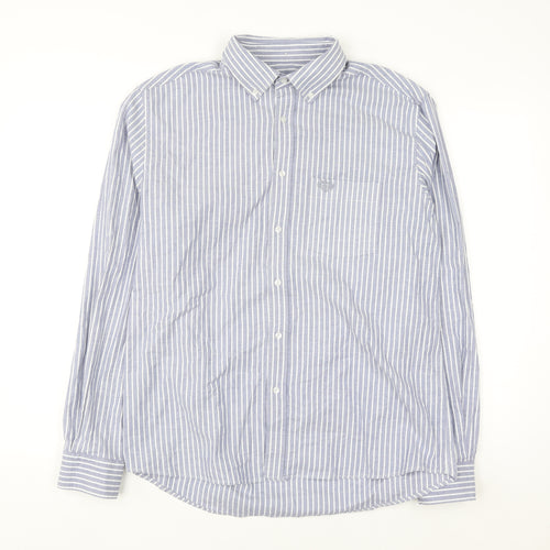 Paul Costelloe Men’s Blue Striped Regular Fit Long Sleeve Button-Up Shirt Medium