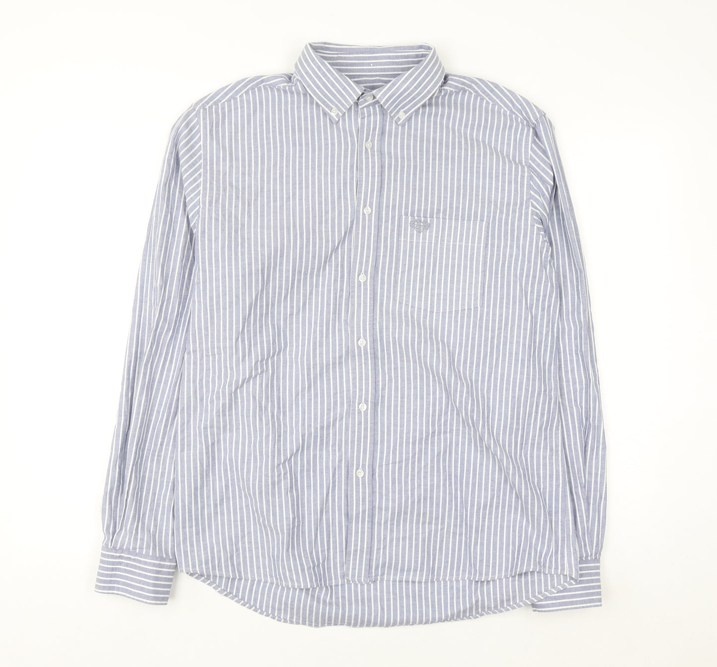 Paul Costelloe Men’s Blue Striped Regular Fit Long Sleeve Button-Up Shirt Medium