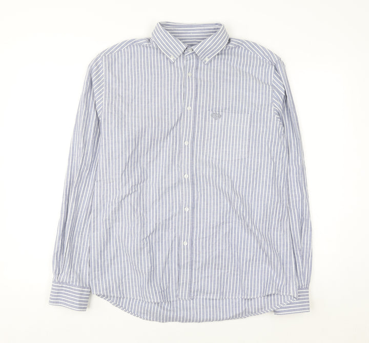 Paul Costelloe Men’s Blue Striped Regular Fit Long Sleeve Button-Up Shirt Medium
