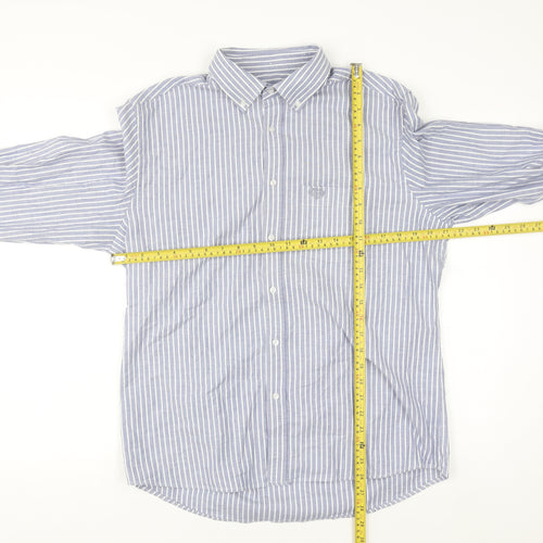 Paul Costelloe Men’s Blue Striped Regular Fit Long Sleeve Button-Up Shirt Medium