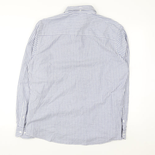 Paul Costelloe Men’s Blue Striped Regular Fit Long Sleeve Button-Up Shirt Medium