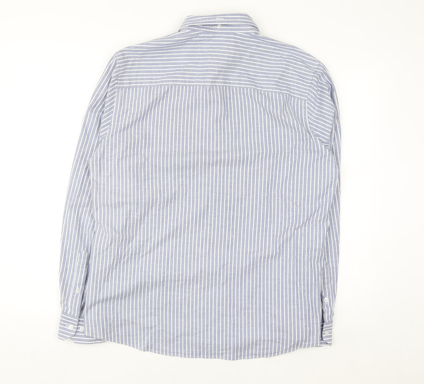Paul Costelloe Men’s Blue Striped Regular Fit Long Sleeve Button-Up Shirt Medium
