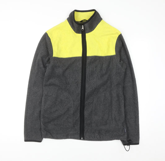Chaps Men’s Grey Yellow Full Zip Polar Fleece Sweatshirt Size S