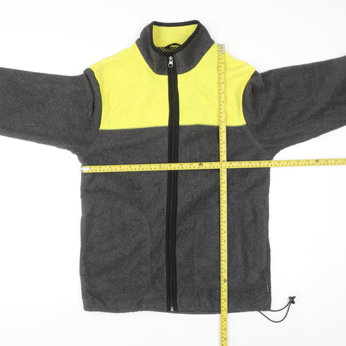 Chaps Men’s Grey Yellow Full Zip Polar Fleece Sweatshirt Size S