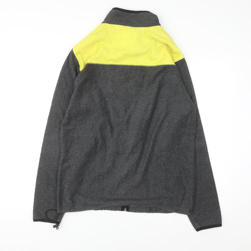 Chaps Men’s Grey Yellow Full Zip Polar Fleece Sweatshirt Size S