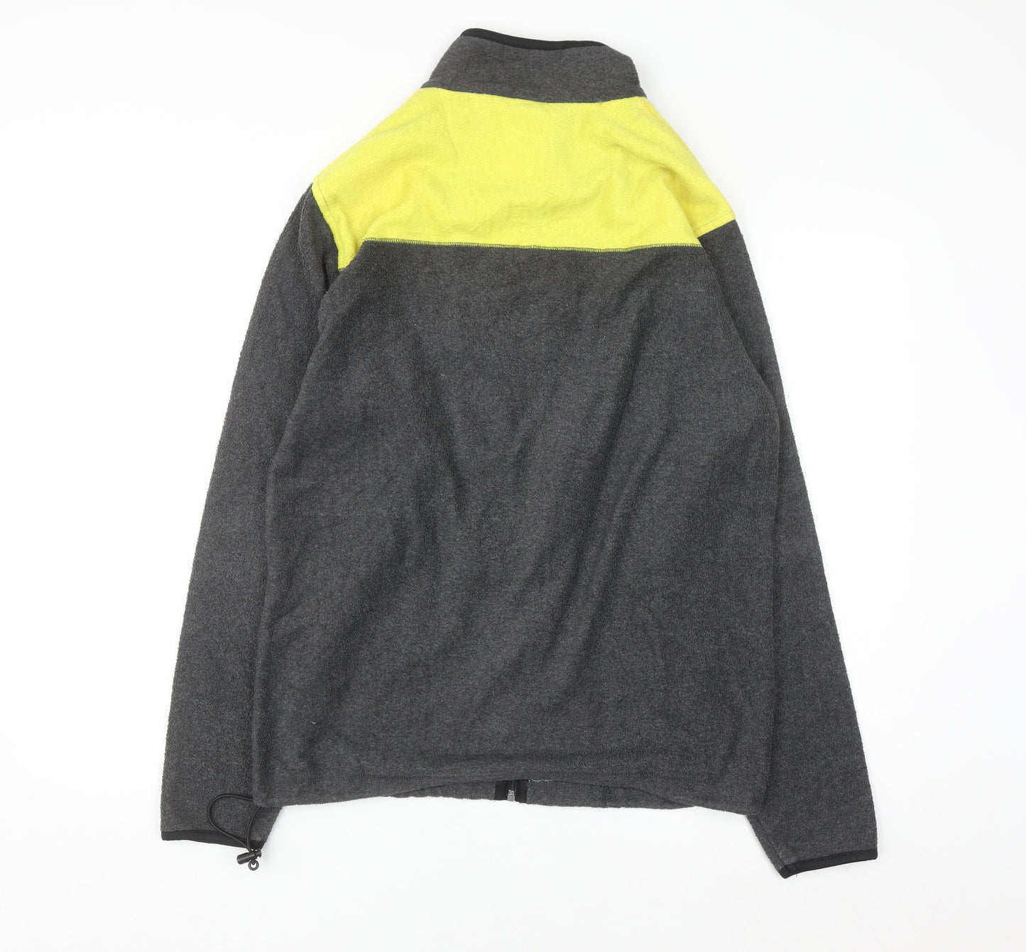 Chaps Men’s Grey Yellow Full Zip Polar Fleece Sweatshirt Size S