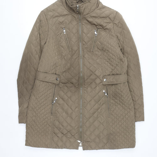 MS VASS Women's Brown Quilted Mid-Length Coat Size 16