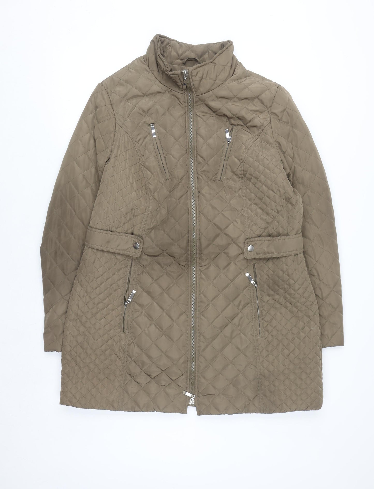 MS VASS Women's Brown Quilted Mid-Length Coat Size 16
