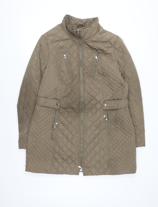 MS VASS Women's Brown Quilted Mid-Length Coat Size 16