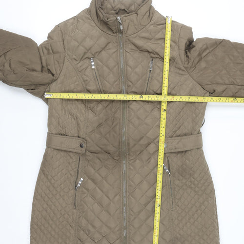 MS VASS Women's Brown Quilted Mid-Length Coat Size 16
