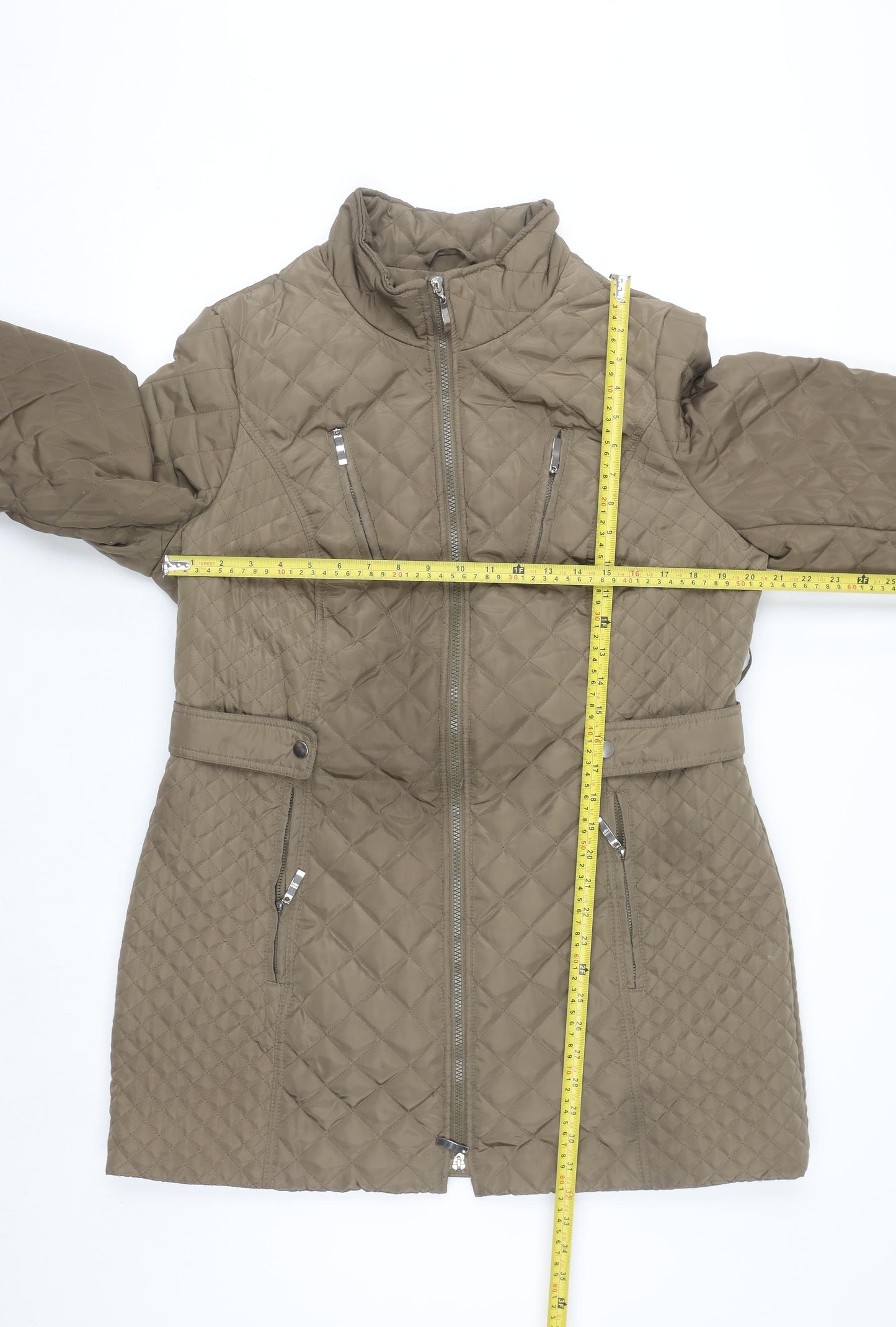 MS VASS Women's Brown Quilted Mid-Length Coat Size 16
