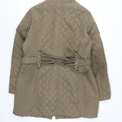 MS VASS Women's Brown Quilted Mid-Length Coat Size 16