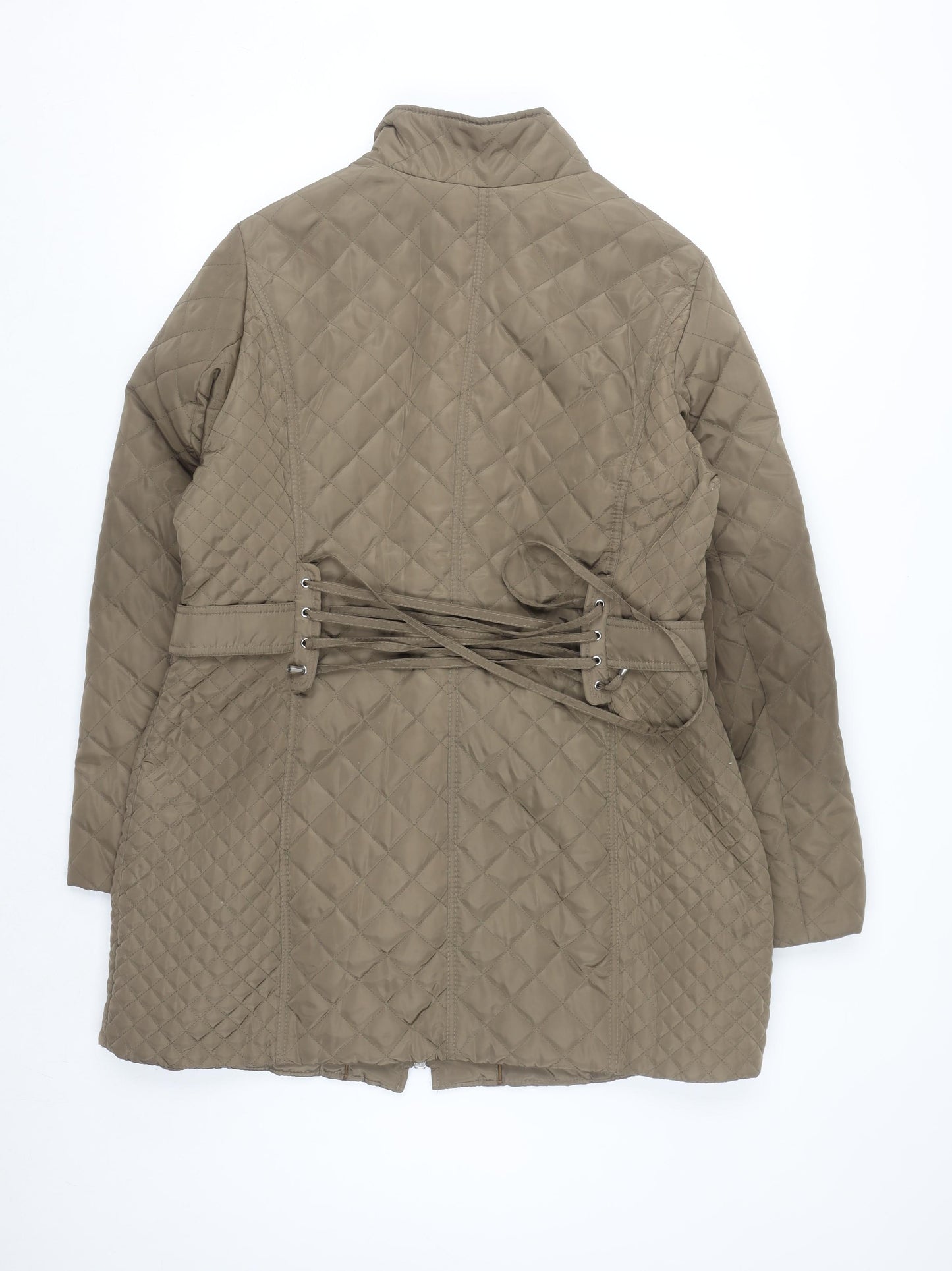 MS VASS Women's Brown Quilted Mid-Length Coat Size 16