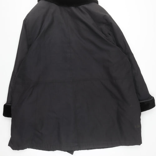 Ann Harvey Women's Black Long Overcoat Size 20 Faux Fur Collar