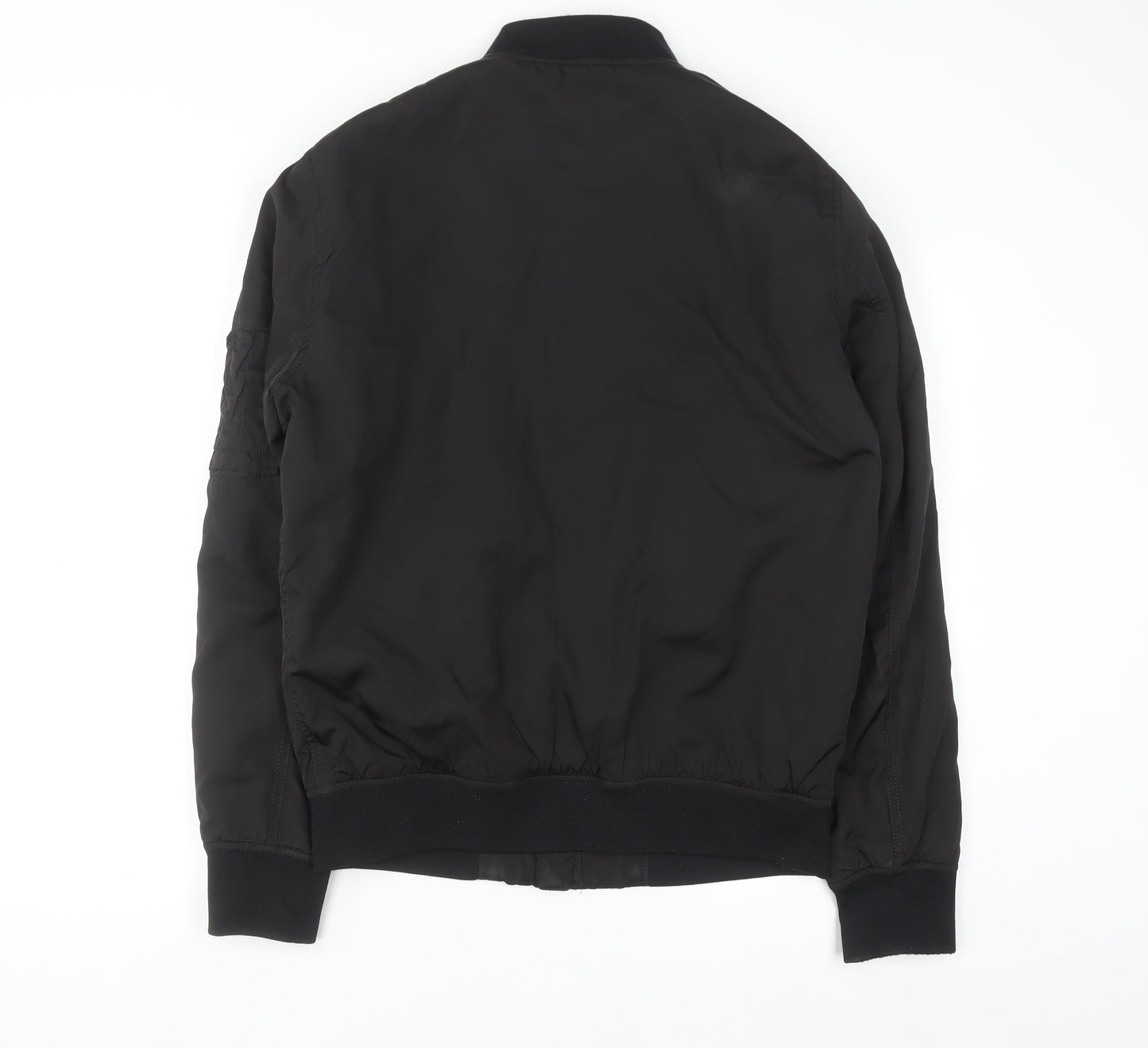 ZARA MAN Men's Black Bomber Jacket L Full Zip Lightweight